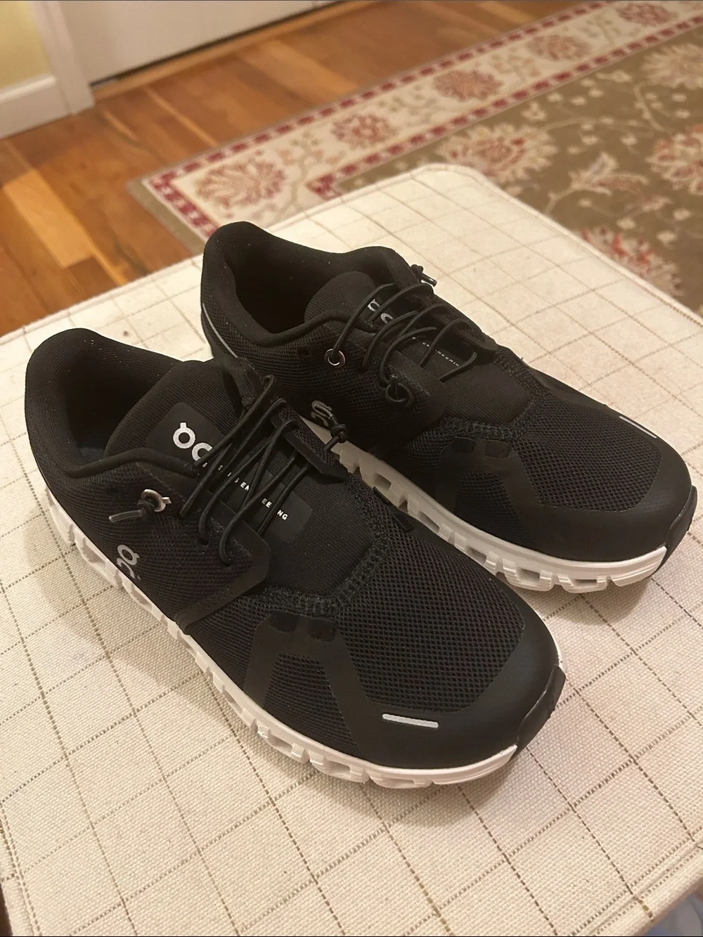 On Running Women’s Black and  White Cloud 6 Running Shoes